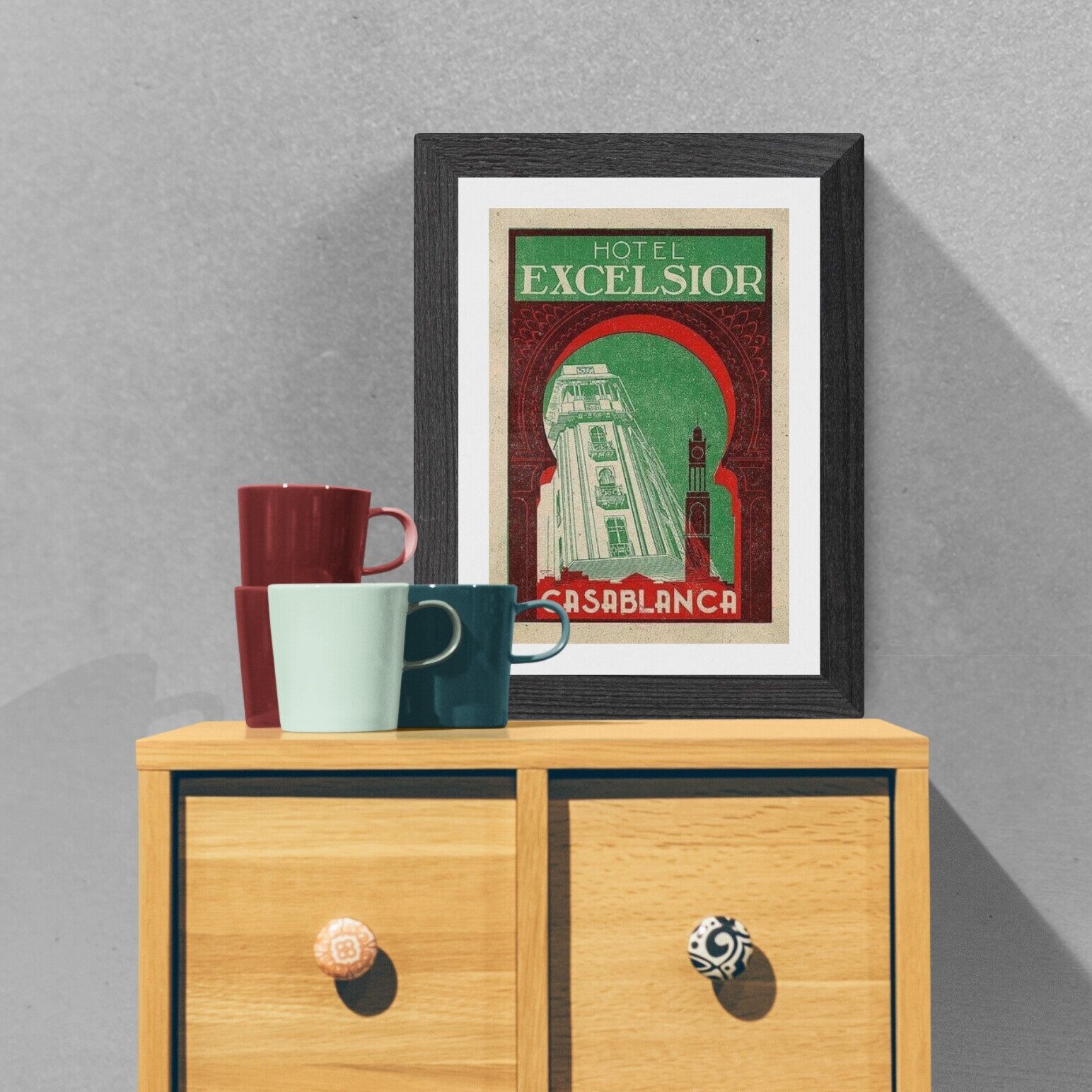 Affiche publicitaire vintage "Hôtel Exclesior Casablanca" - reproduction