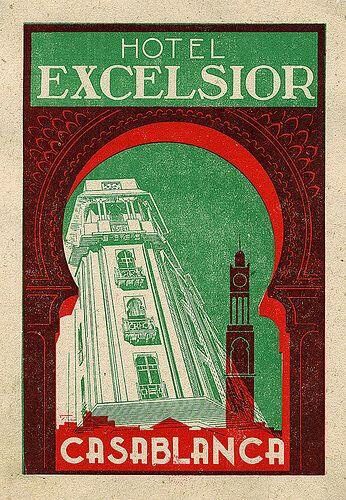 Affiche publicitaire vintage "Hôtel Exclesior Casablanca" - reproduction
