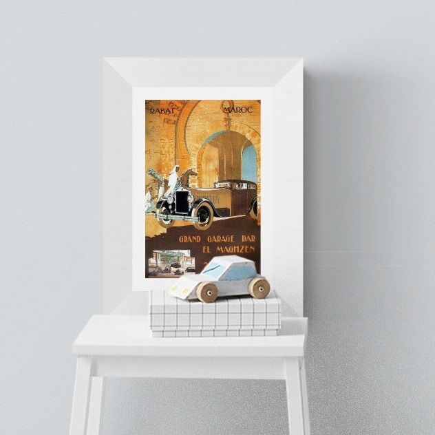 Affiche publicitaire vintage "Grand garage Rabat" - reproduction
