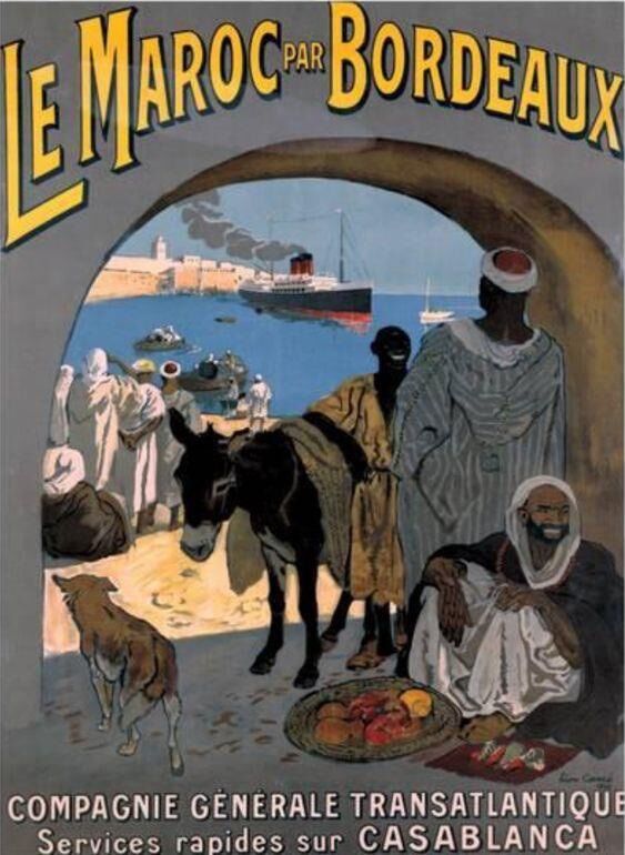 Affiche publicitaire vintage "Le Maroc par Bordeaux" - reproduction
