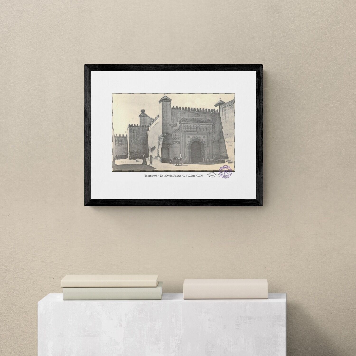 Affiche d'une vue ancienne de Marrakech - Entrée du Palais du Sultan - 1926 - reproductions