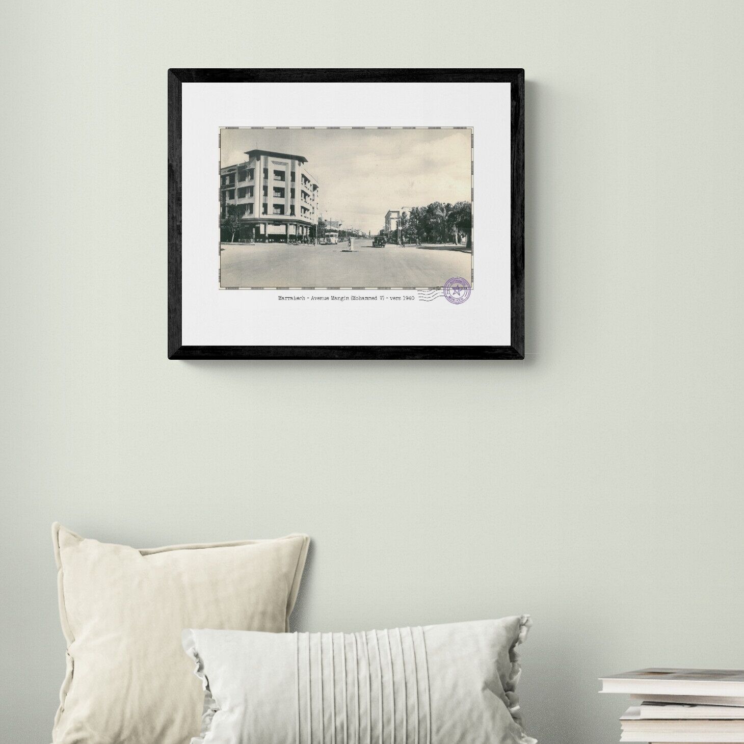 Affiche d'une vue ancienne de Marrakech - Avenue Mangin (Mohammed V) - vers 1940 - reproduction