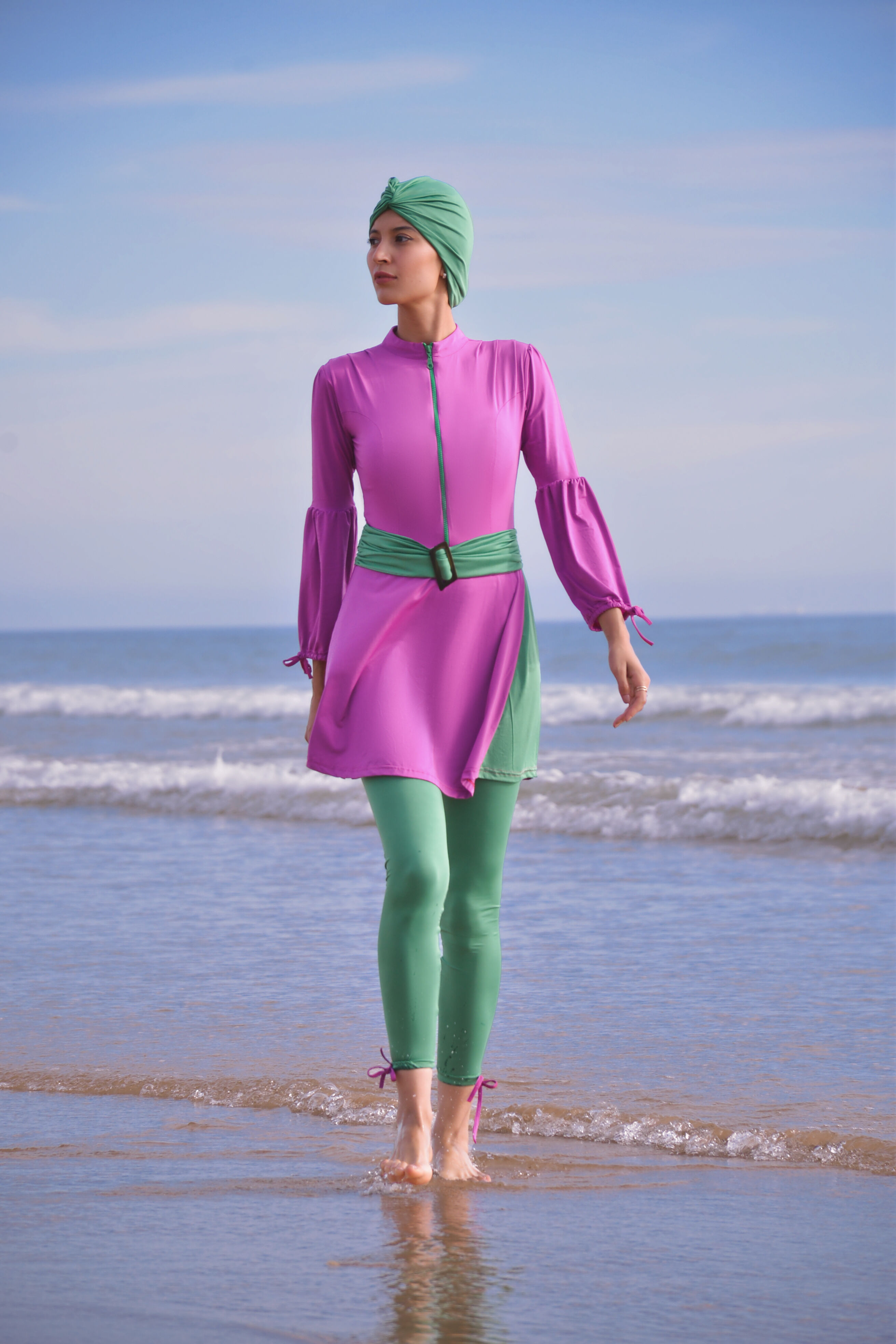 Burkini Fuschia-green Palace Modest Swimwear