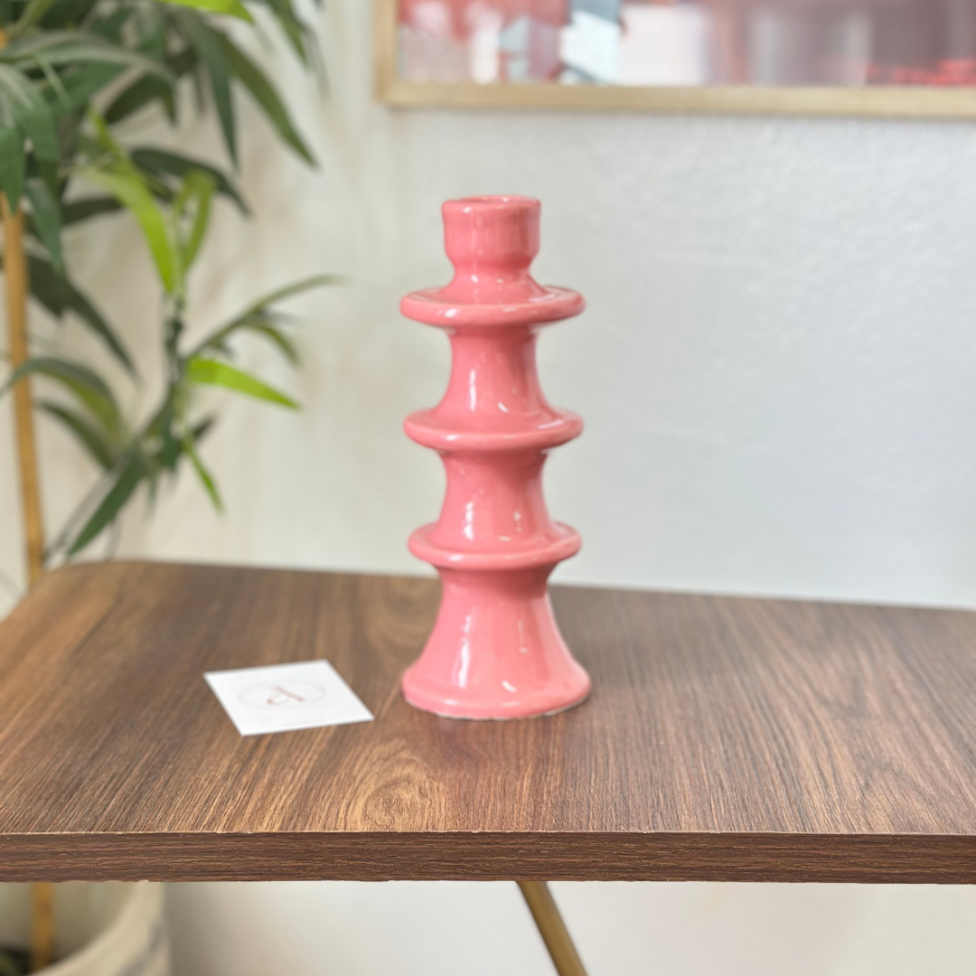 Porte bougie rose moderne grand