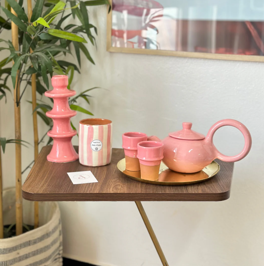 Porte bougie rose moderne grand thumbnail 3