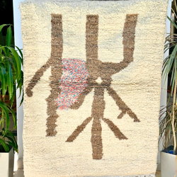 Tapis berbère Mrirt crème et marron 100% laine de mouton