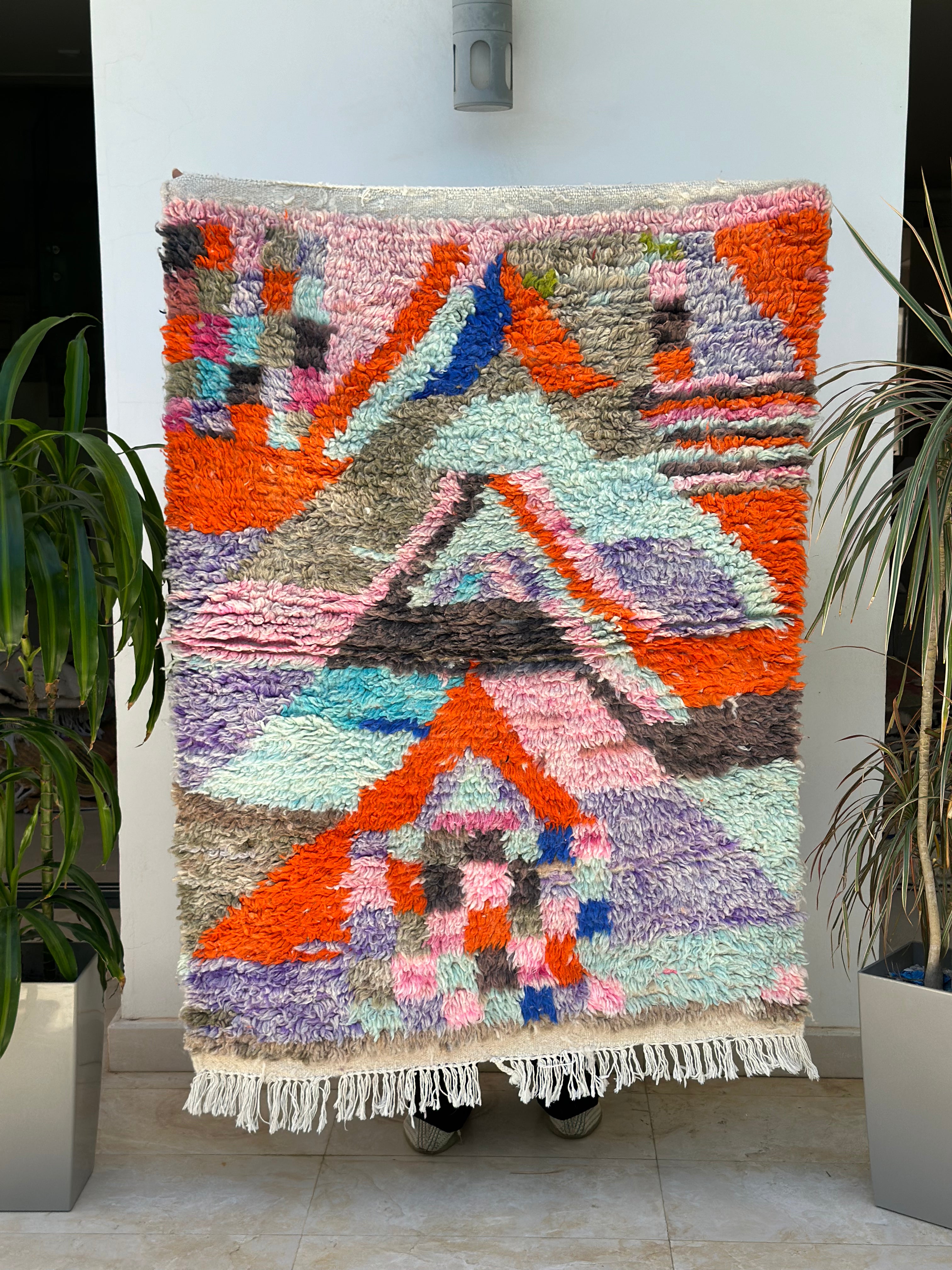 Tapis berbère Azilal coloré 100% laine de mouton 104cm/142cm