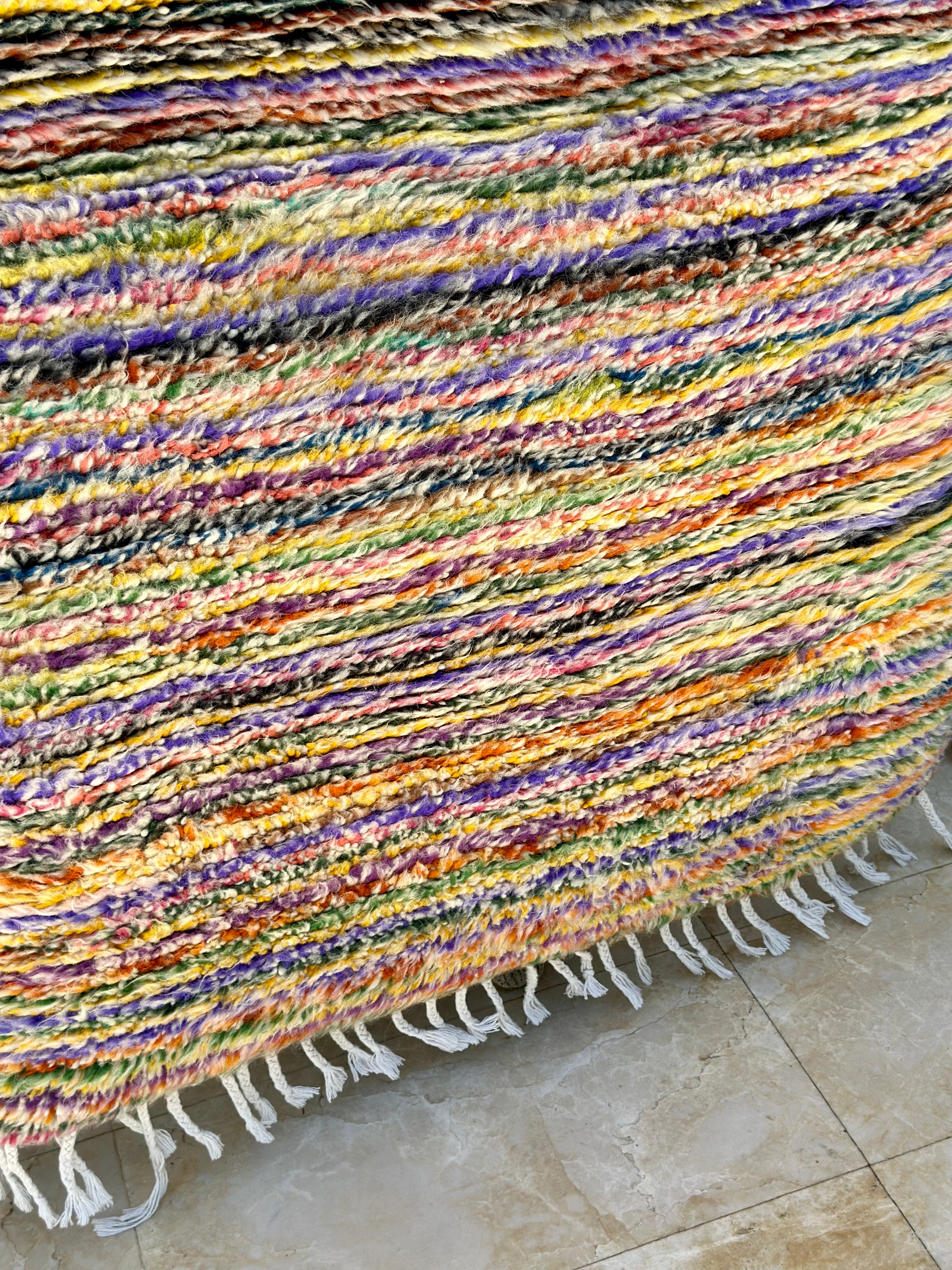 Tapis berbère Beni Ouarain rayé coloré 100% laine de mouton - 162cm / 110cm