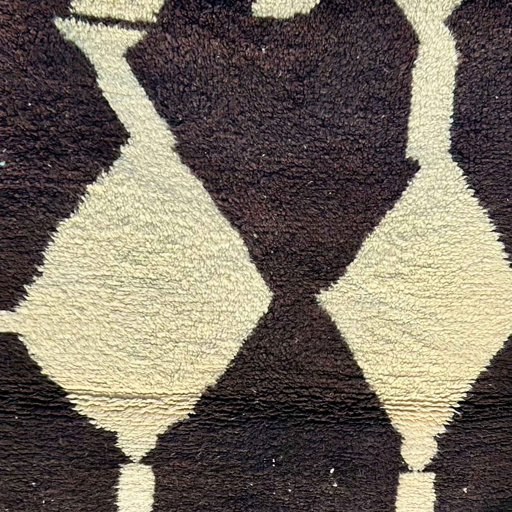 Tapis berbère Beni Ouarain crème noir 100% laine de mouton - 170cm / 110cm