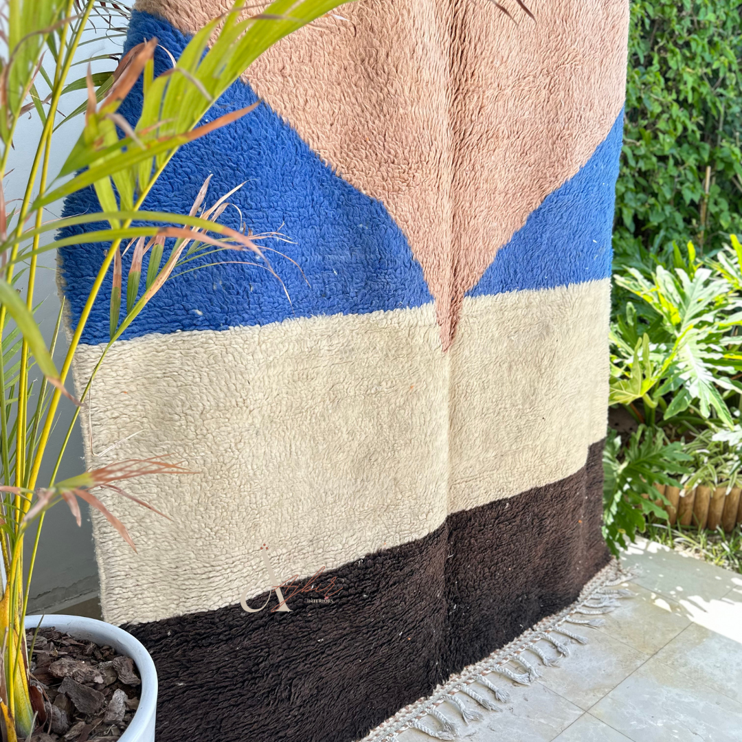 Tapis berbère Beni Ouarain tabac 100% laine de mouton