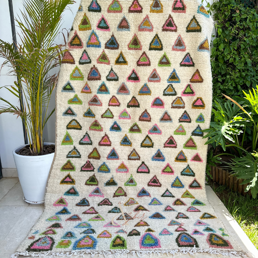 Tapis berbère Azilal coloré 100% laine de mouton 2,81m/1,52m