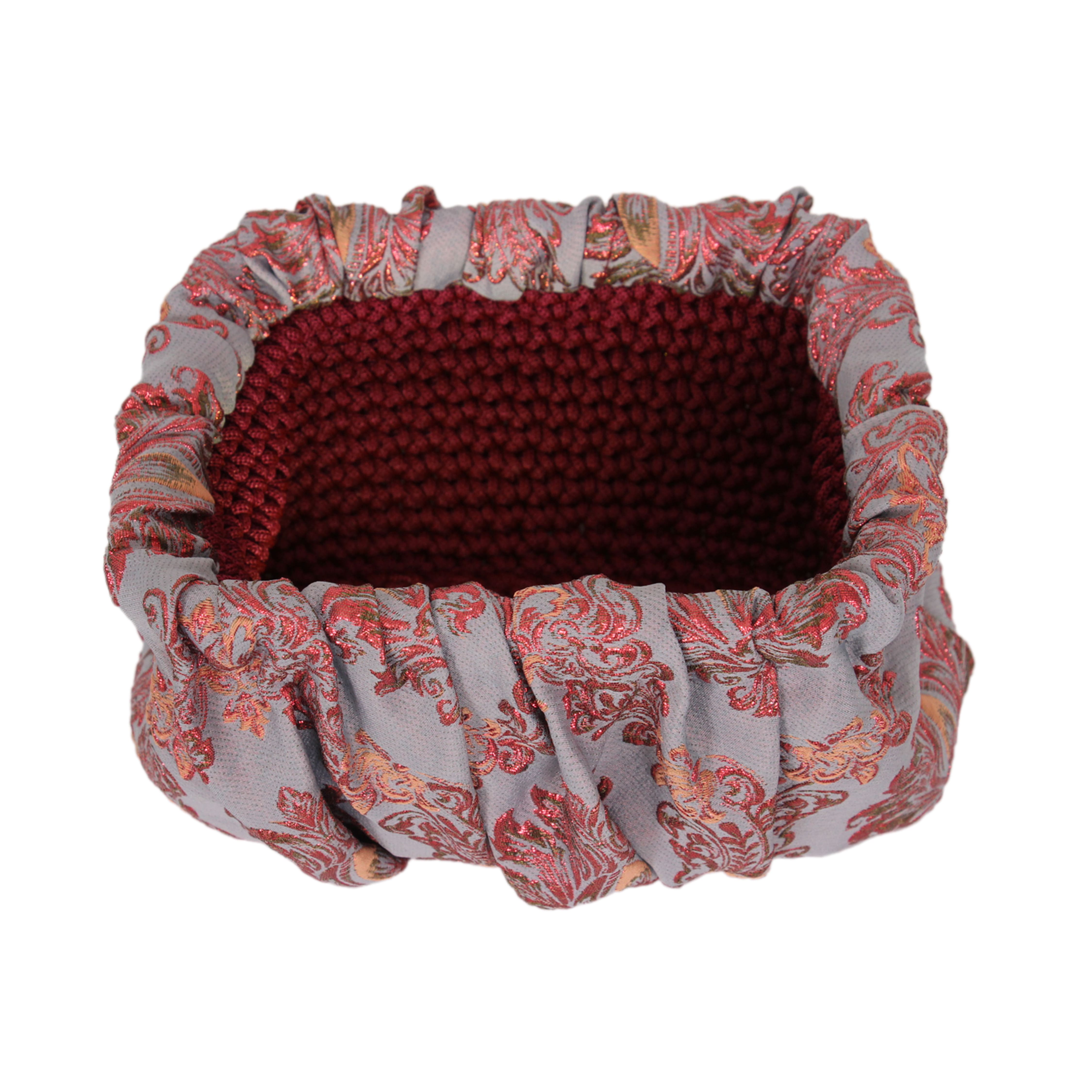 Sac en brocart gris et rose