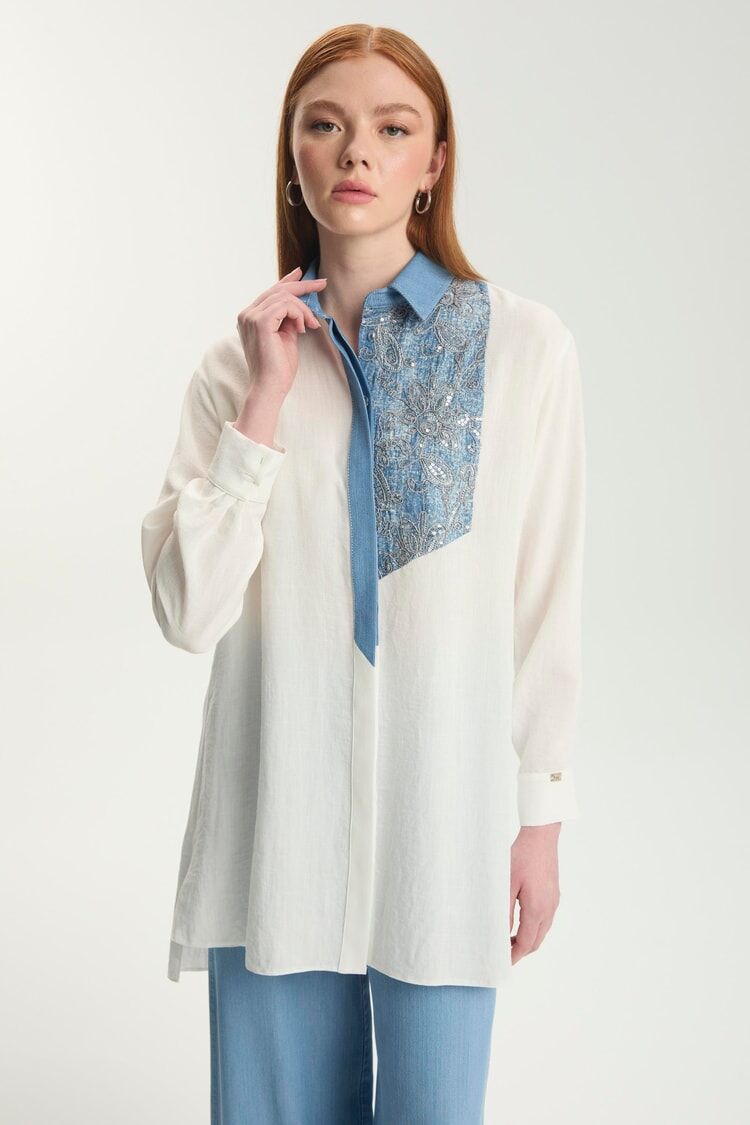 تونيك مطرز بالأزهار T-1559 thumbnail 3