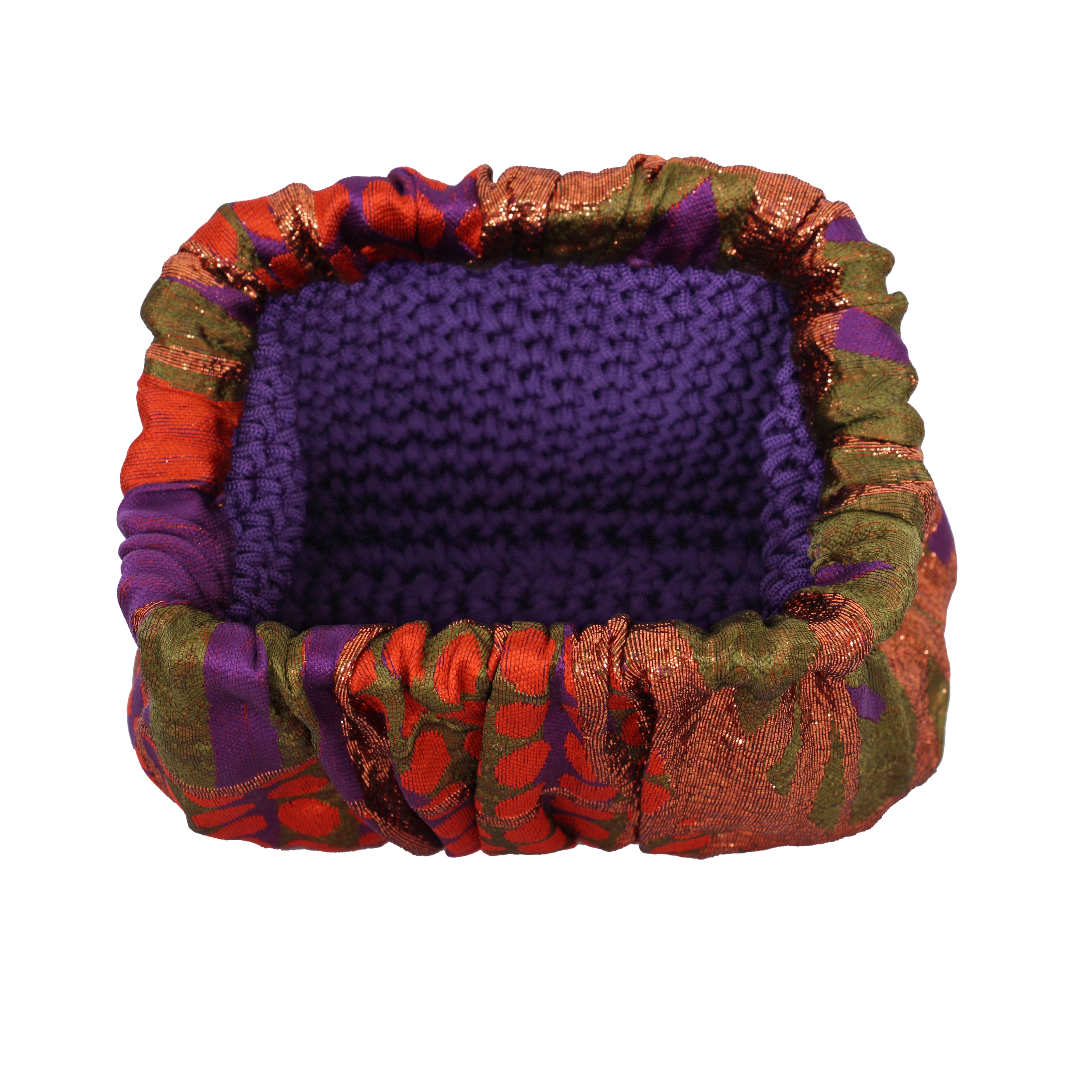 Sac en brocart orange violet et bronze