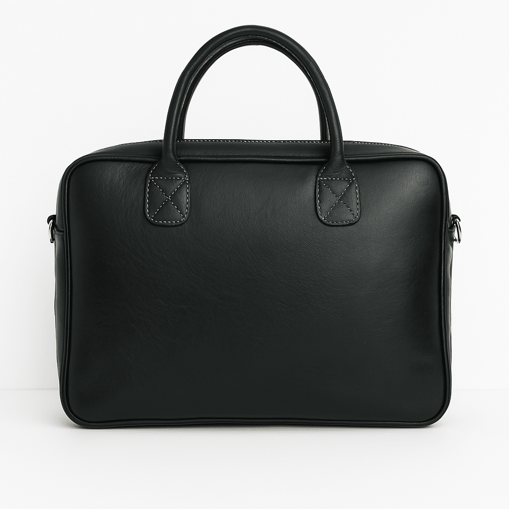Sacoche pour ordinateur portable en cuir noir - Élégance marocaine artisanale