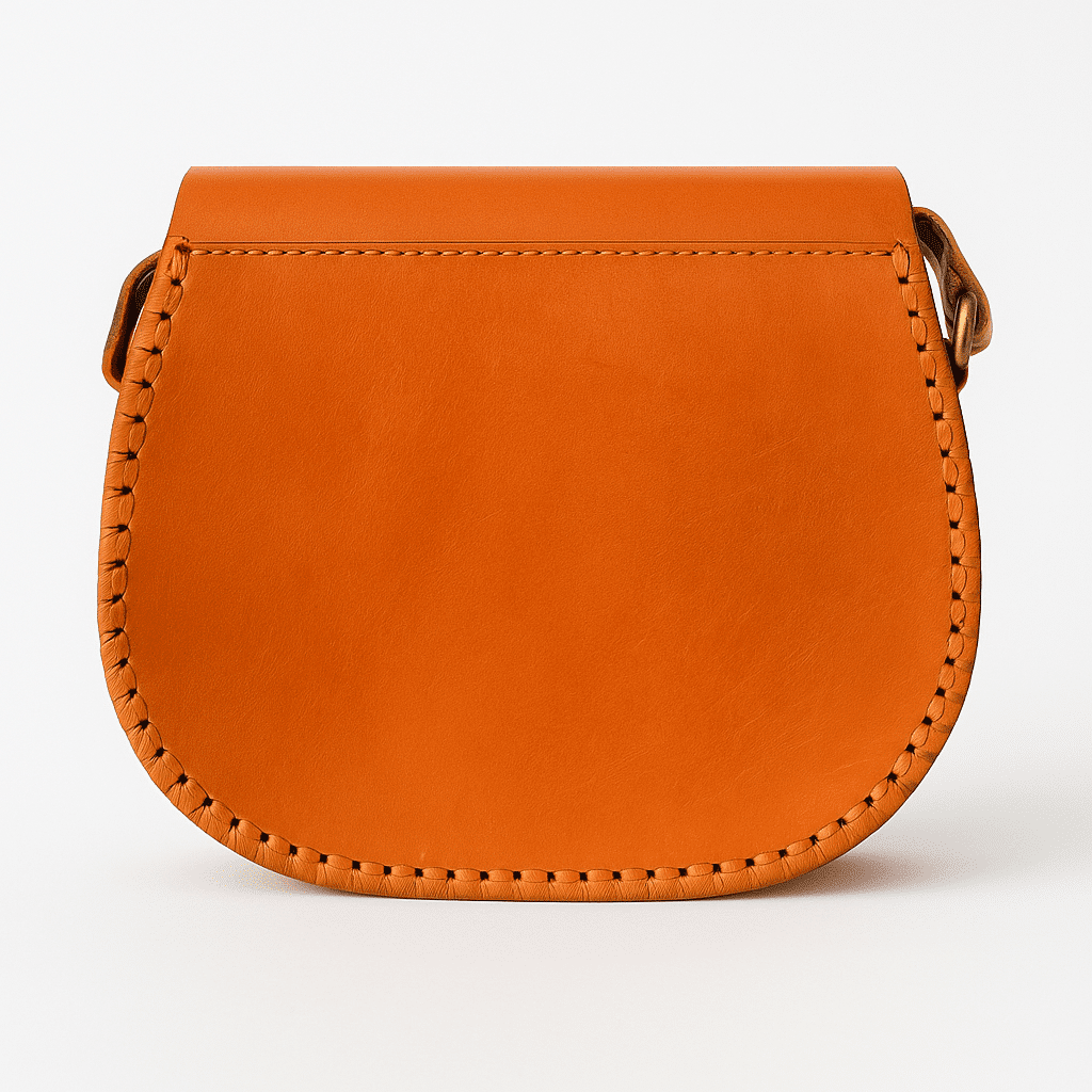 Sacoche en cuir orange gaufré - Design marocain
