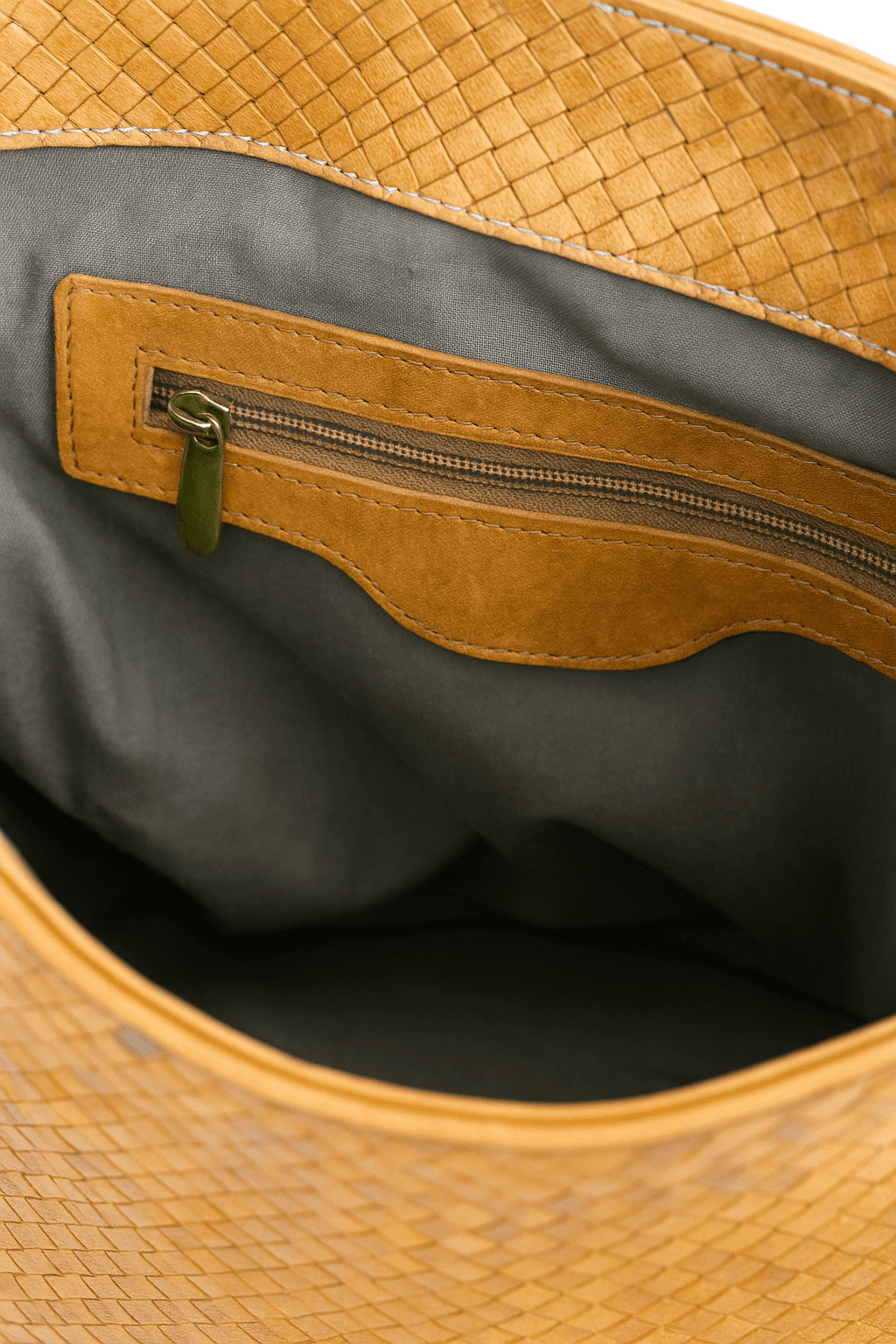 Sac fourre-tout en cuir Tan fait à la main - Design tissé thumbnail 3