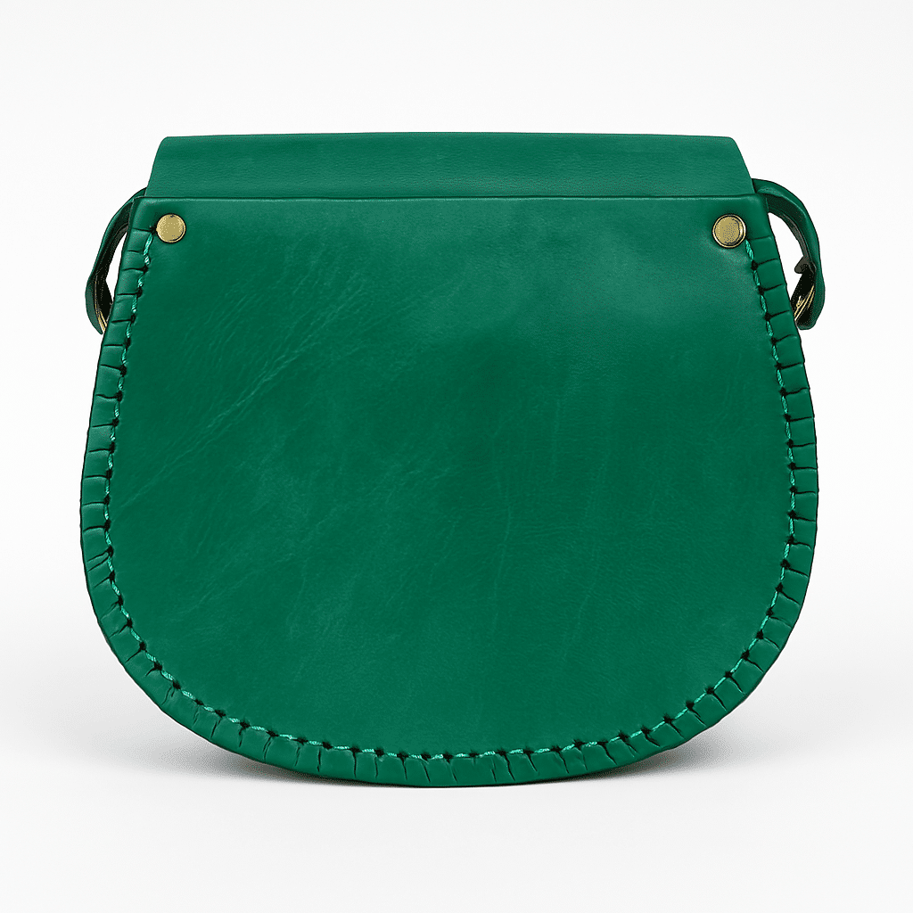 Sac en cuir vert fait main - motif marocain