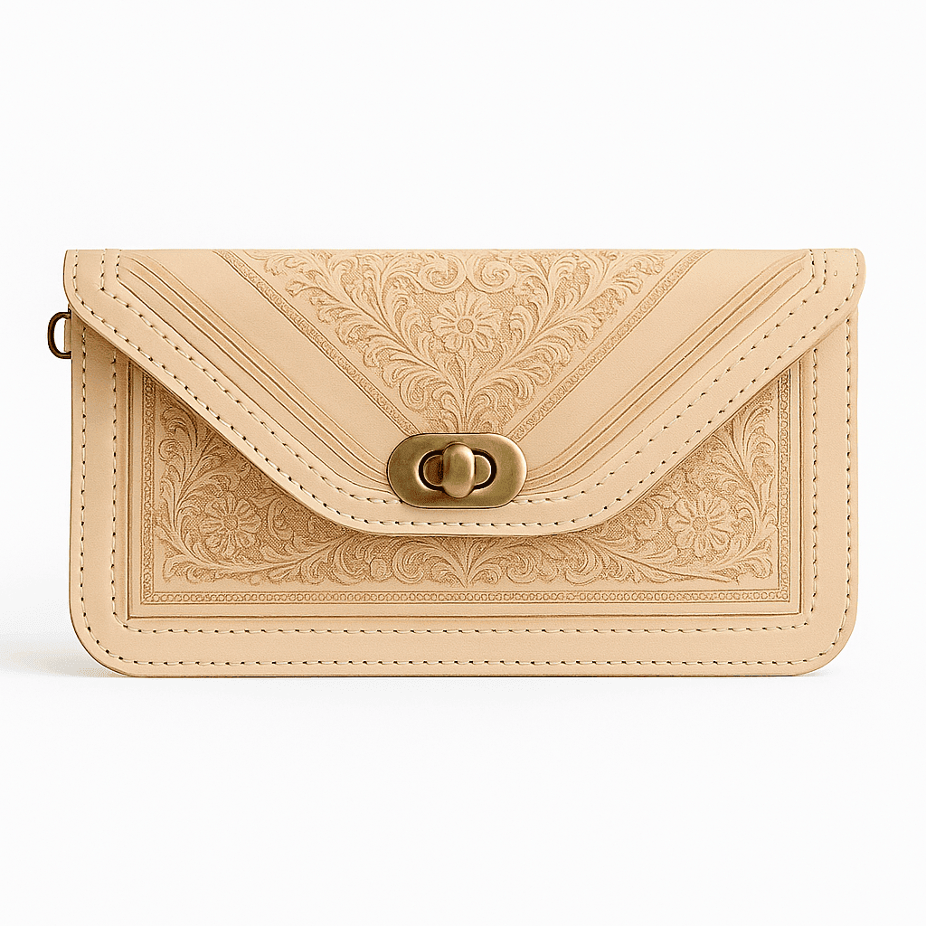 Sac À Bandoulière En Cuir - Design Floral Gaufré À La Main