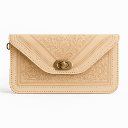 Sac À Bandoulière En Cuir - Design Floral Gaufré À La Main