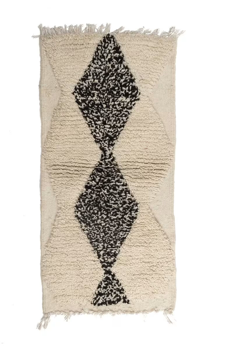 Tapis marocain Beni Ourain noir et blanc