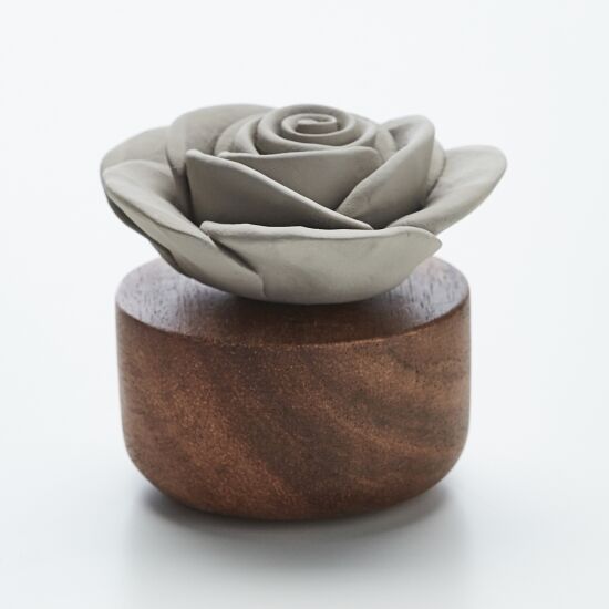 GARDENIA DU LAOS GRIS-DIFFUSEUR EN PORCELAINE ET BOIS DACACIA