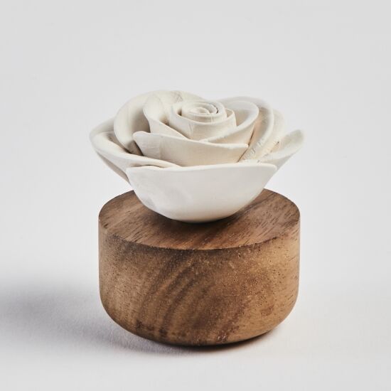 GARDENIA DU LAOS BLANCHE -DIFFUSEUR  EN PORCELAINE ET BOIS DACACIA