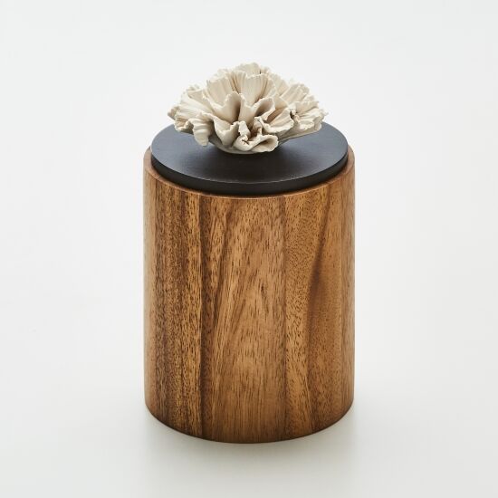 CYLA M-BOÎTE DÉCORATIVE EN BOIS ORNÉE D'UNE FLEUR EN PORCELAINE