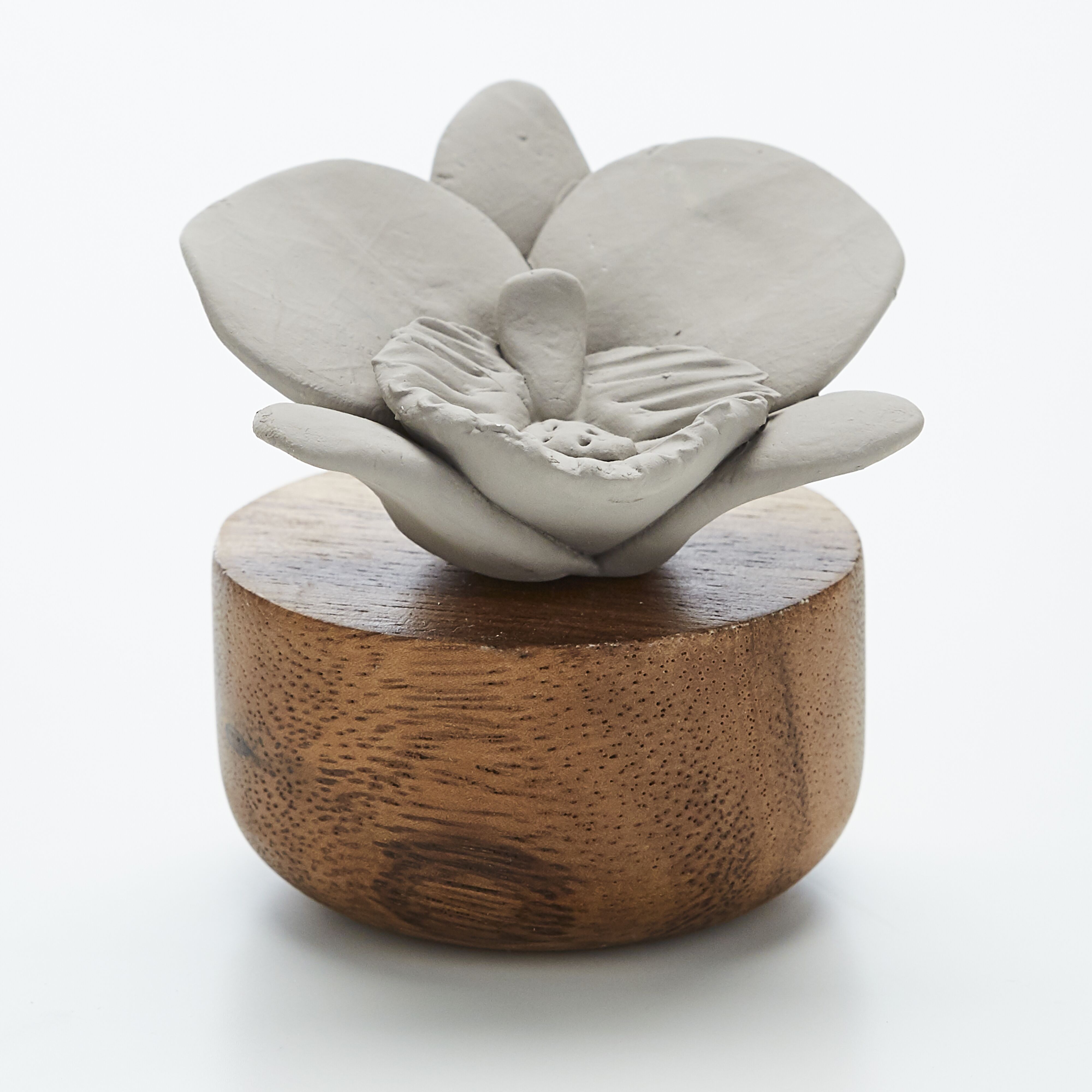 ORCHIDÉE DU NÉPAL GRISE- DIFFUSEUR EN PORCELAINE ET BOIS DACACIA POUR INTÉRIEUR