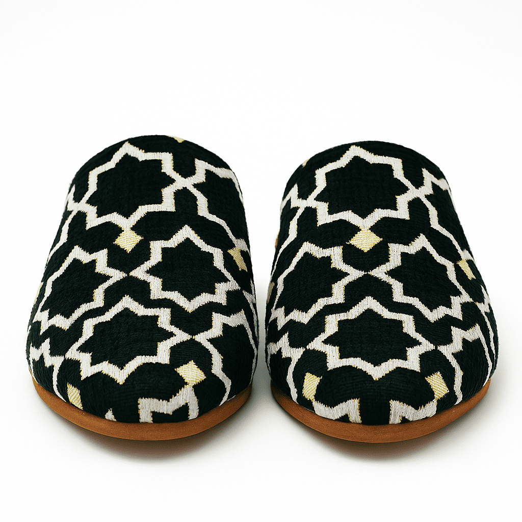 Chaussons mules de luxe pour dames - Faits à la main au Maroc