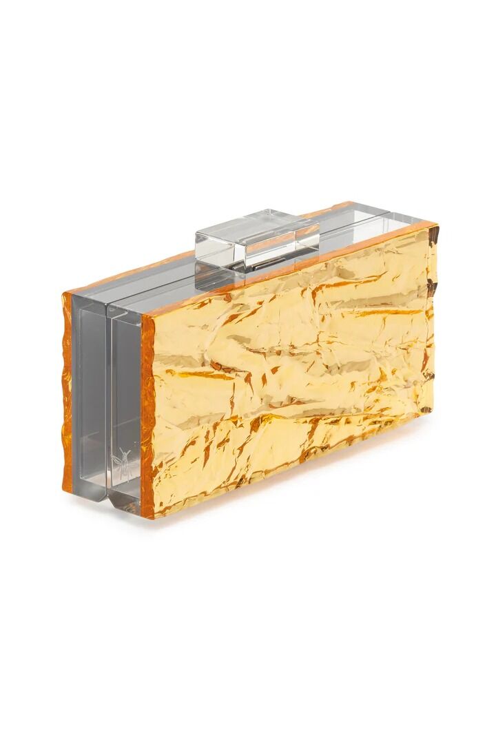 Crushed Ice Clutch In Gold Mirror