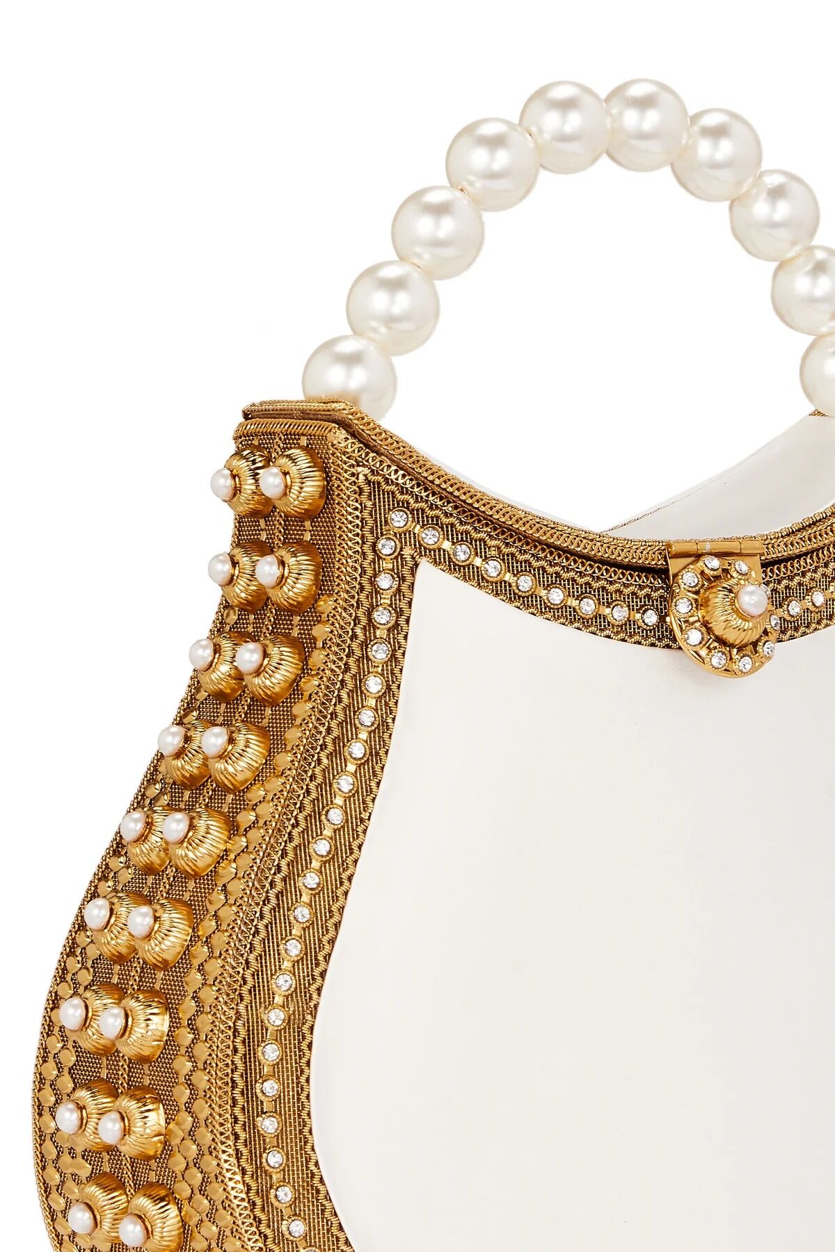 Nimmi Pearl Purse -Bridal -Classic -Gold & Off White thumbnail 3