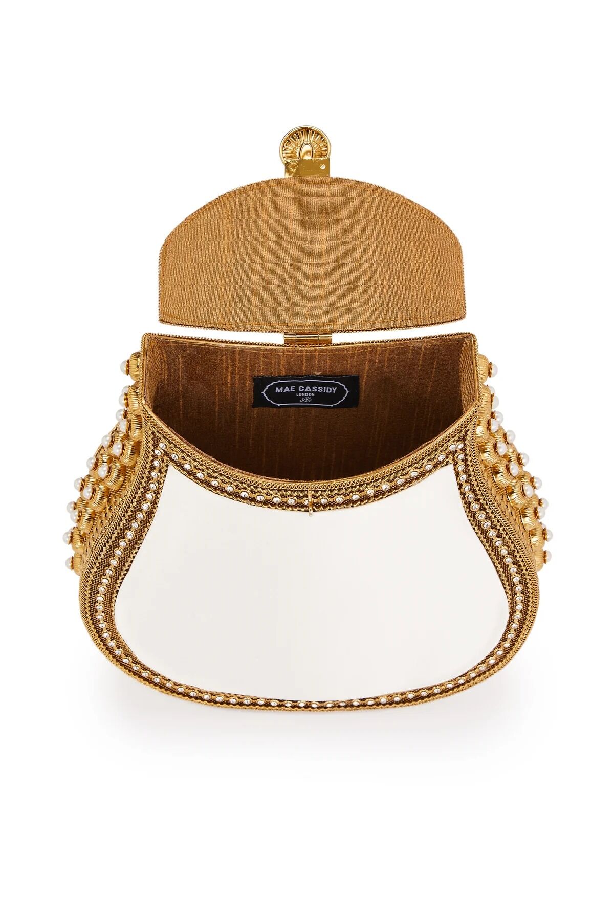 Nimmi Pearl Purse -Bridal -Classic -Gold & Off White thumbnail 4