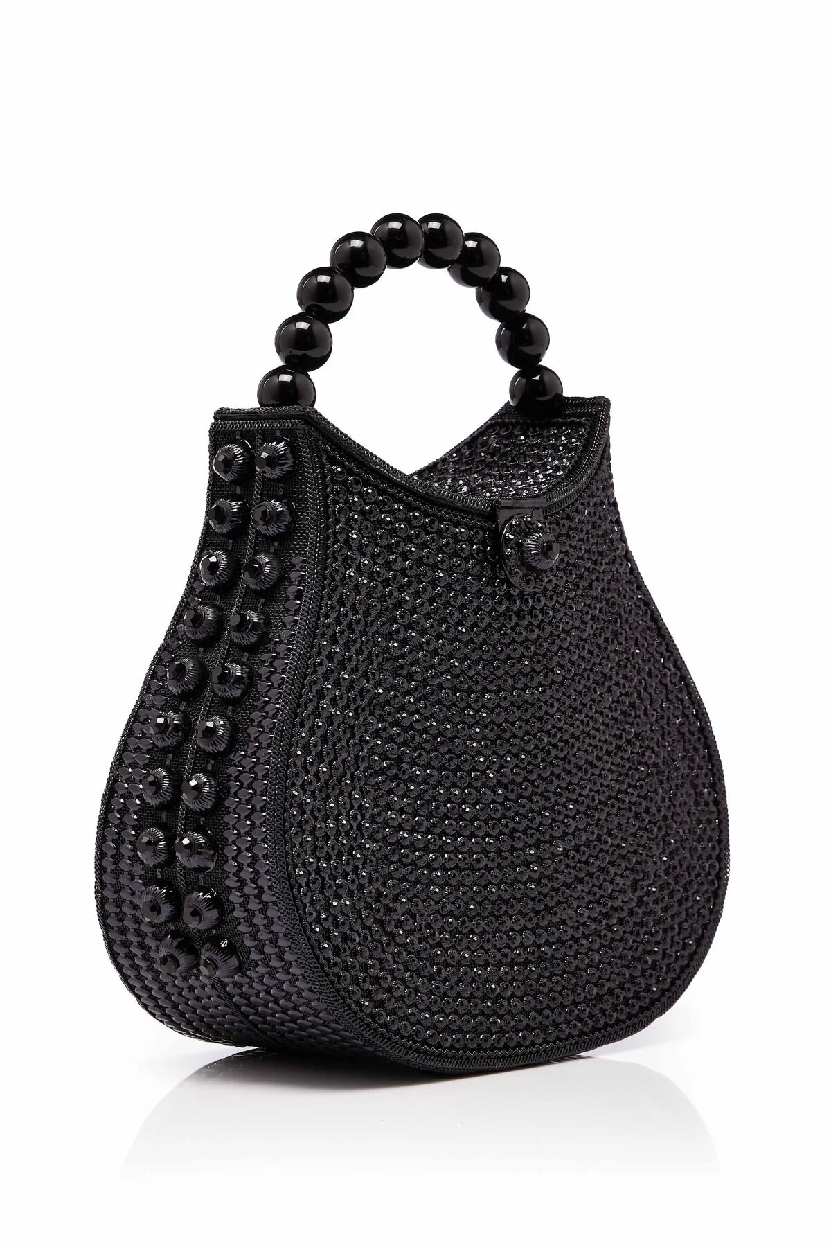 All That Glitters-Nimmi Crystal Pearl Purse -Midnight Black