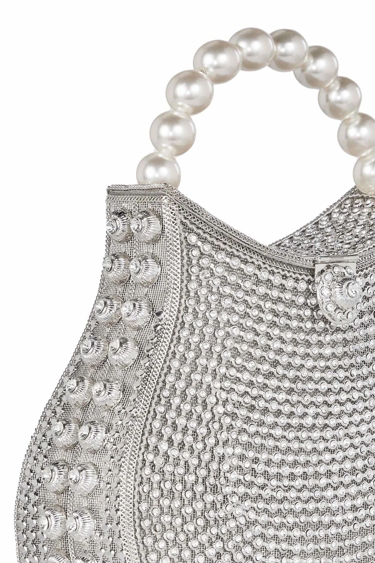 All That Glitters-Nimmi Crystal Pearl Purse -Silver thumbnail 4
