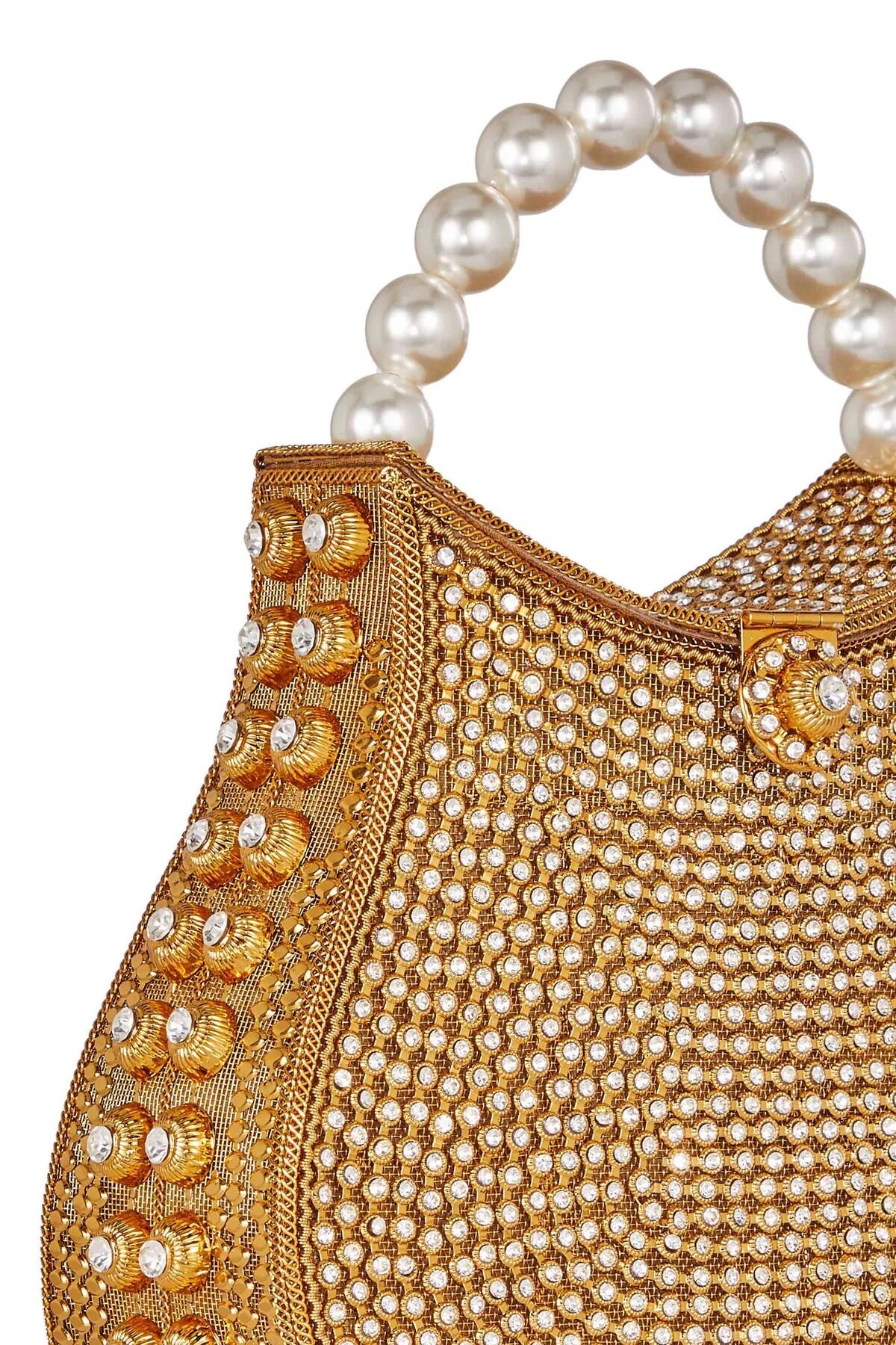 All That Glitters-Nimmi Crystal Pearl Purse -Gold thumbnail 3