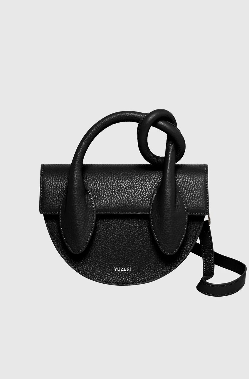 Pretzel - Black Pebble Grained Leather