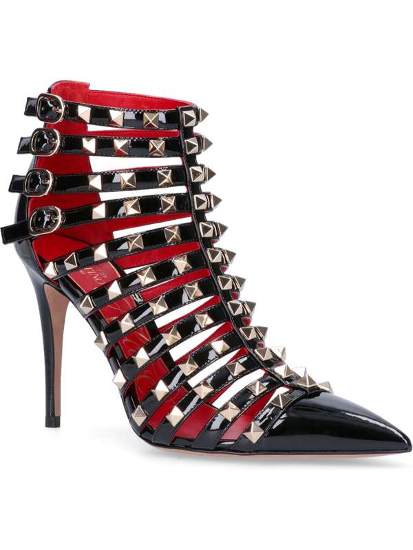 Rockstud Patent-Leather Ankle Boots