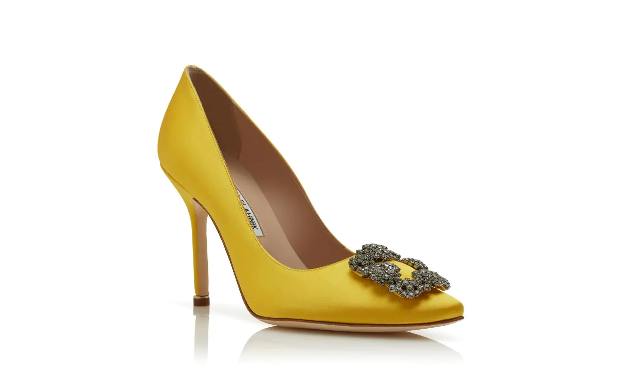 Yellow Satin Jewel Buckle Pumps thumbnail 3