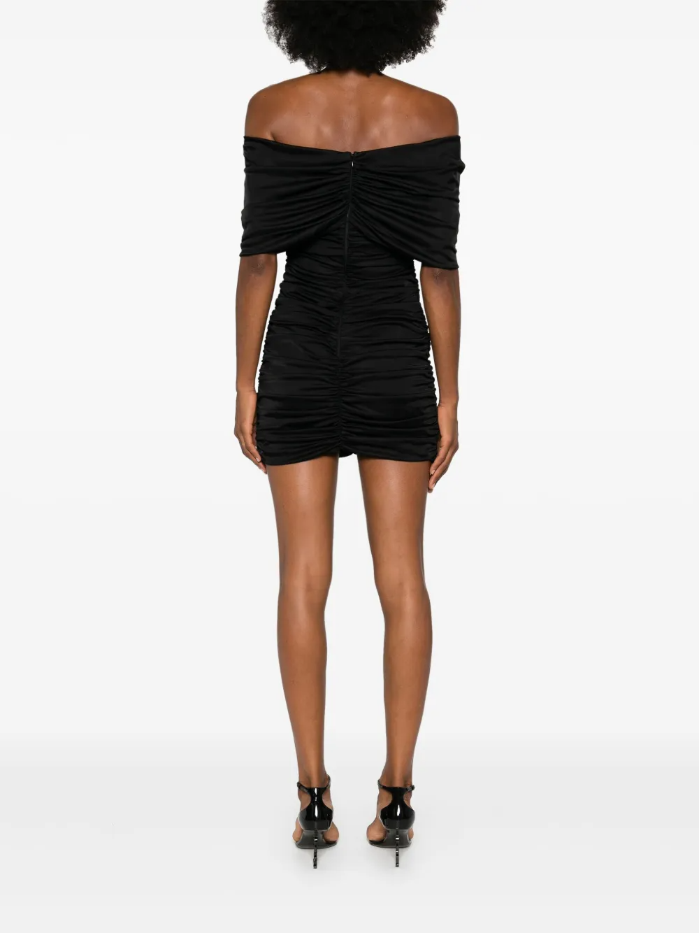 Draped mini dress in jersey with sea shell pin detailing thumbnail 4