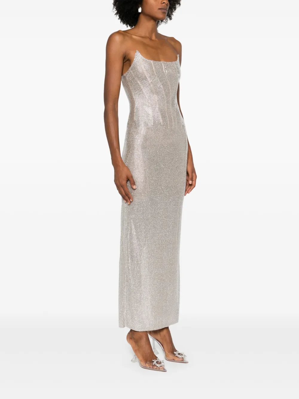 robe-bustier longue à ornements en cristal