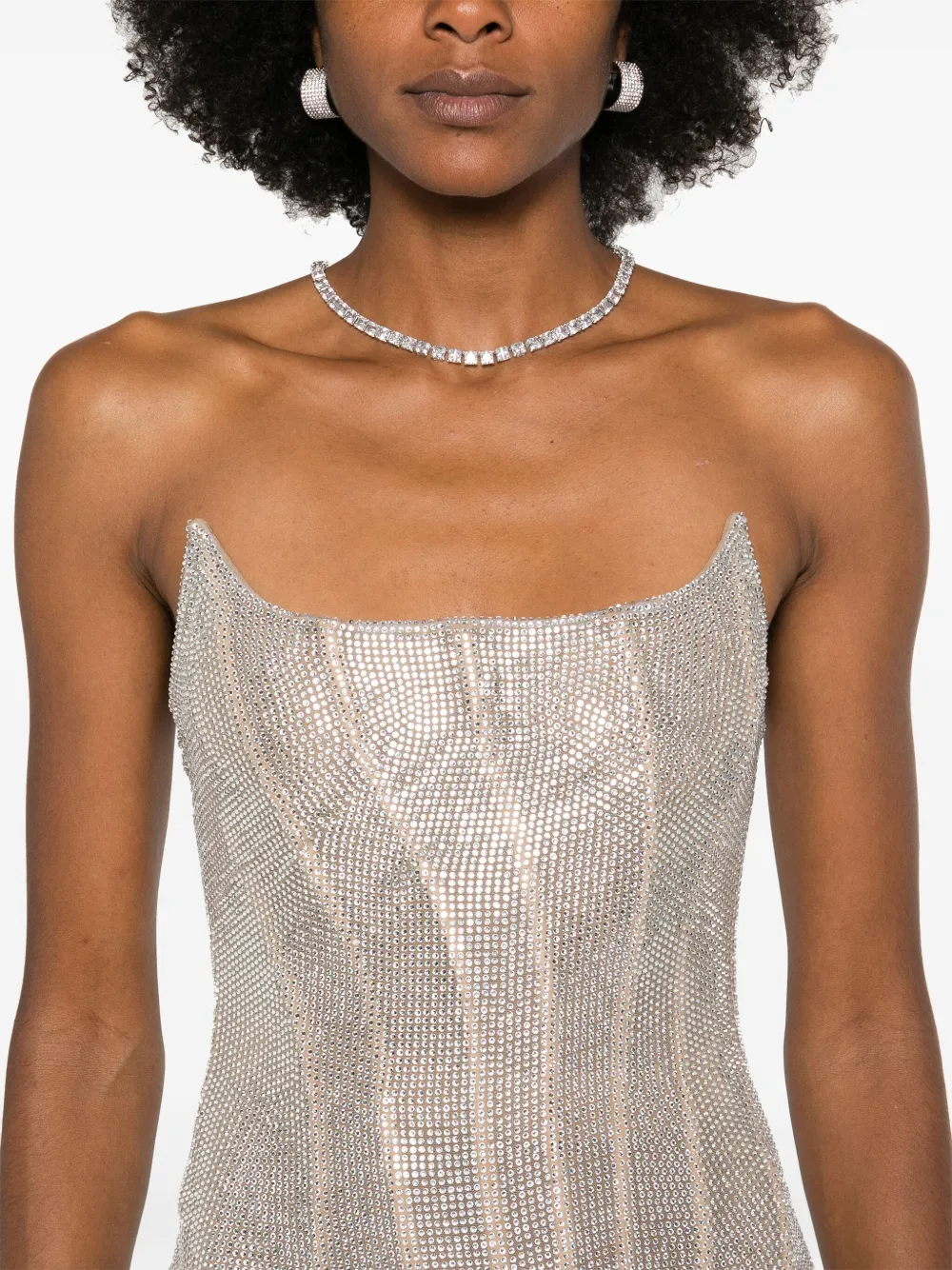 robe-bustier longue à ornements en cristal thumbnail 3