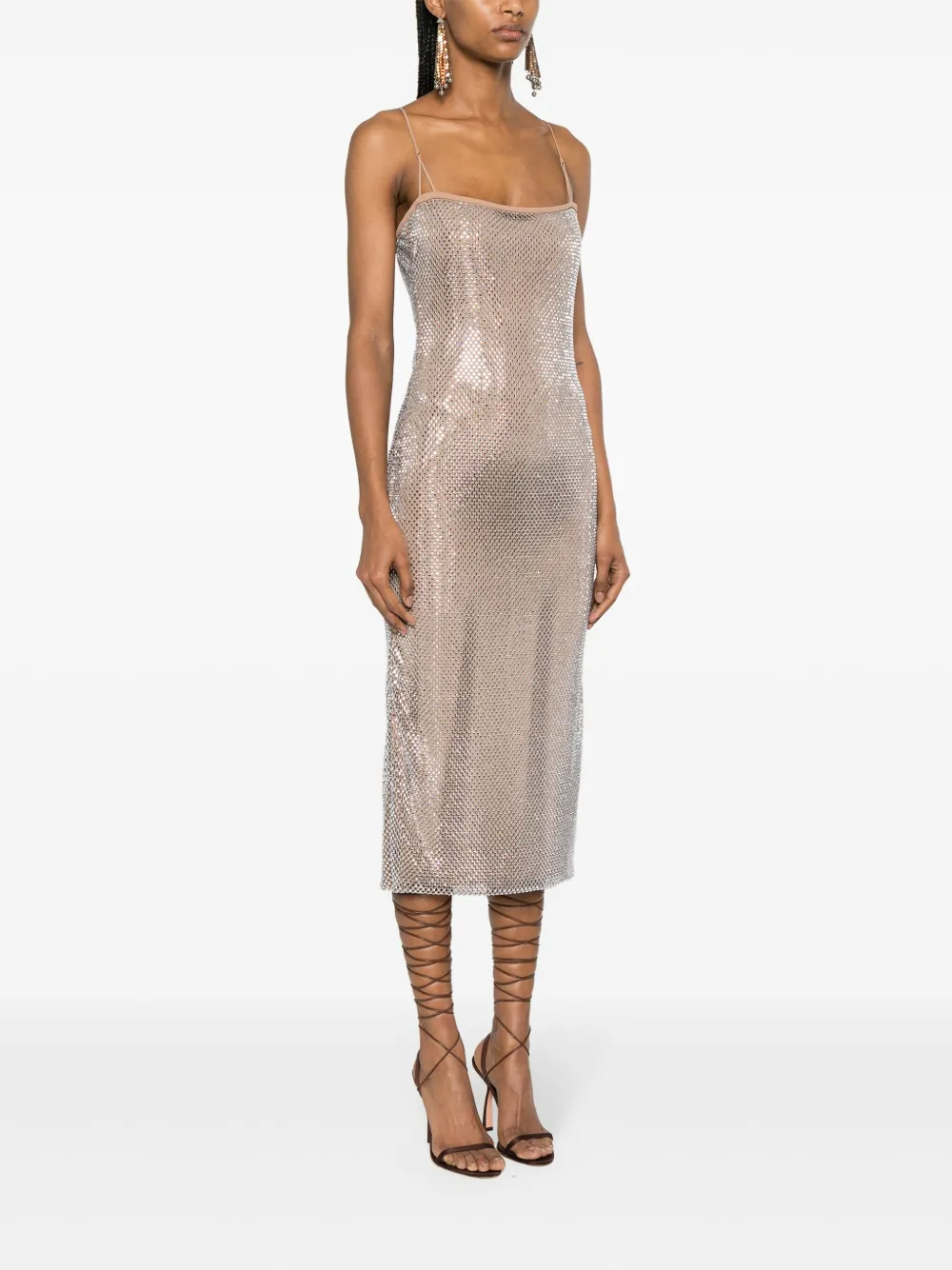 MIDI DRESS STUDED WITH SQUARE CRYSTALS