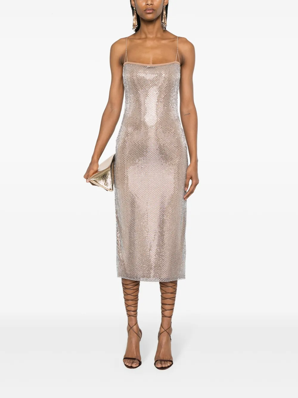 MIDI DRESS STUDED WITH SQUARE CRYSTALS thumbnail 3