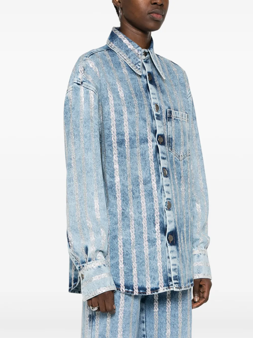 MARBLED DENIM SHIRT WITH CRYSTAL  thumbnail 4