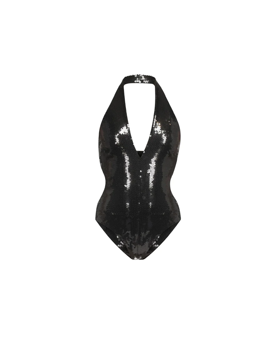 Body dos nu en sequins noir