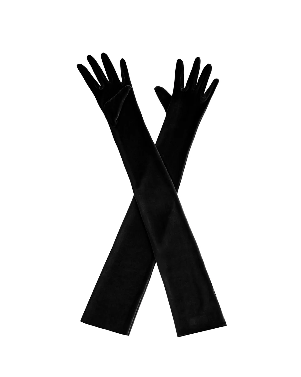 Gants longs "tube" en jersey Noir.