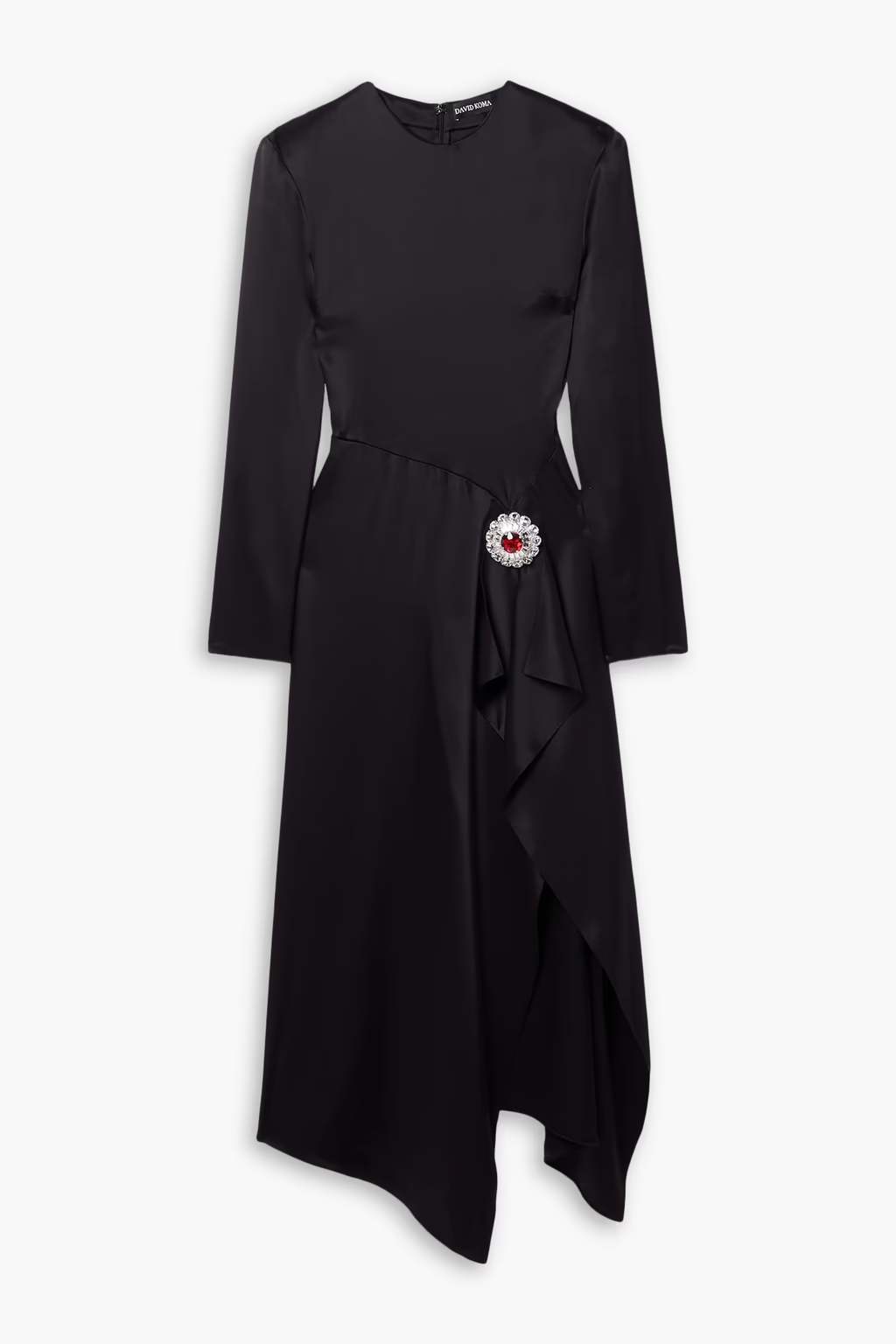 ROBE MIDI EN SATIN AVEC BROCHE EN CRISTAL