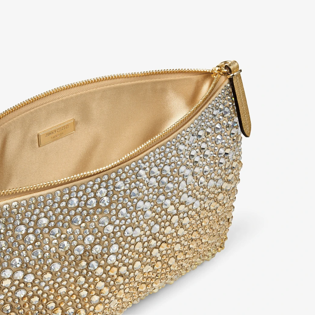 Callie Gold Satin Bag with Dégradé Crystals thumbnail 3