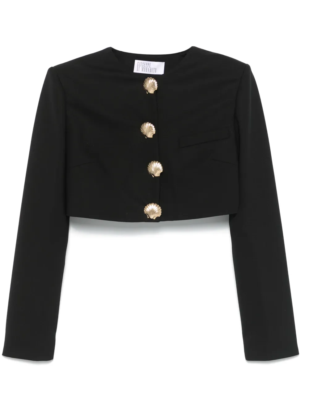 CROPPED JACKET WITH SEA SHELL PIN DEALLING 